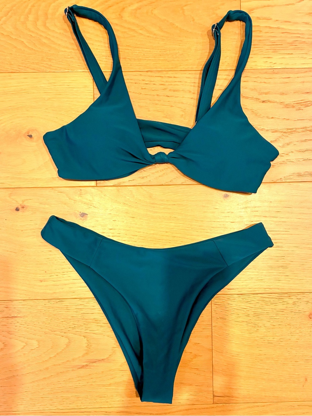 Teal Knot Front Bikini - Women Swim